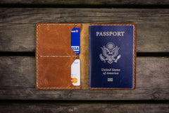 No.06 Hand-Stitched Leather Passport Wallet - Brown - Galen Leather