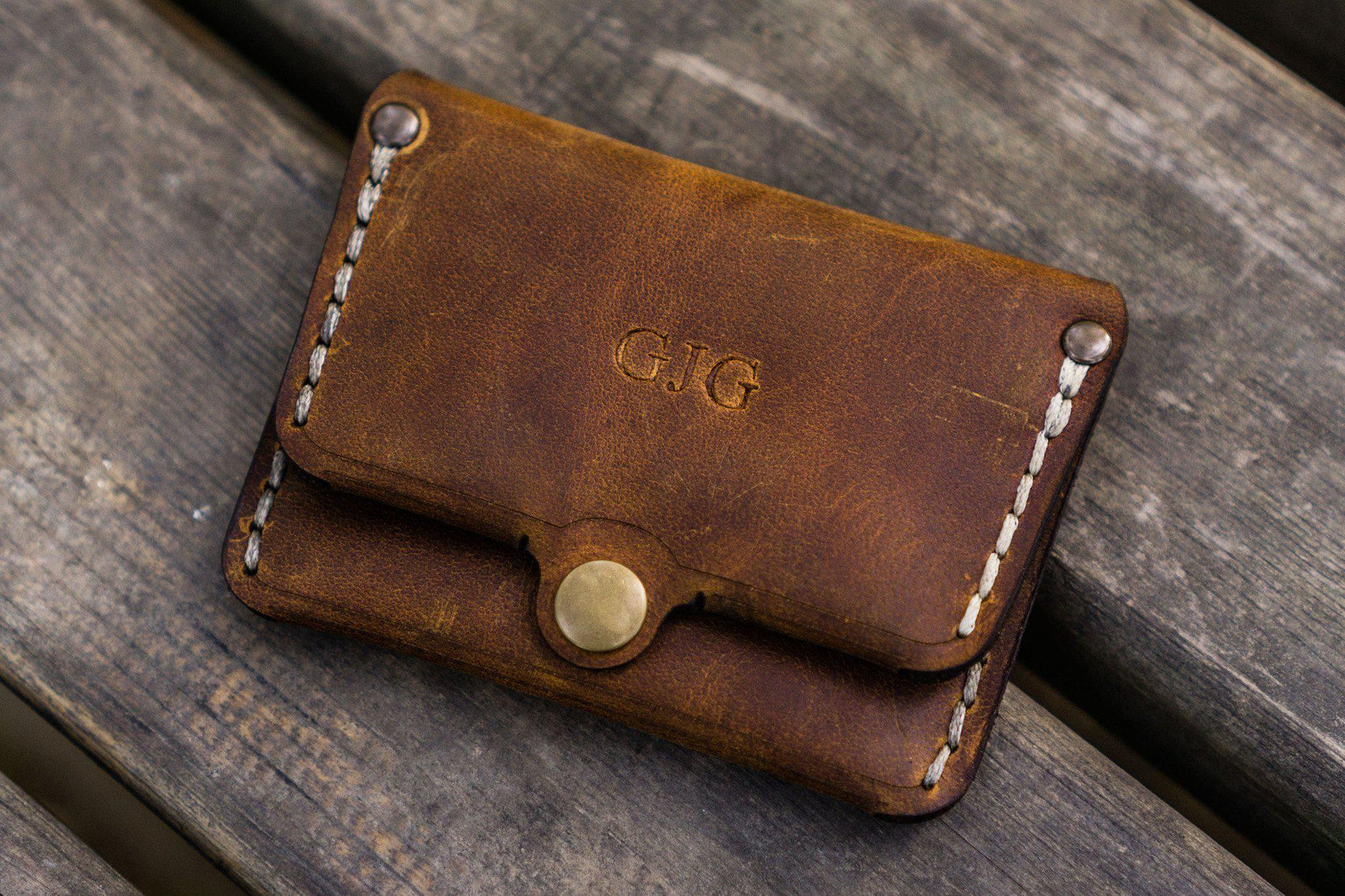  Leather Folded Card Wallet - Handmade Card Holder