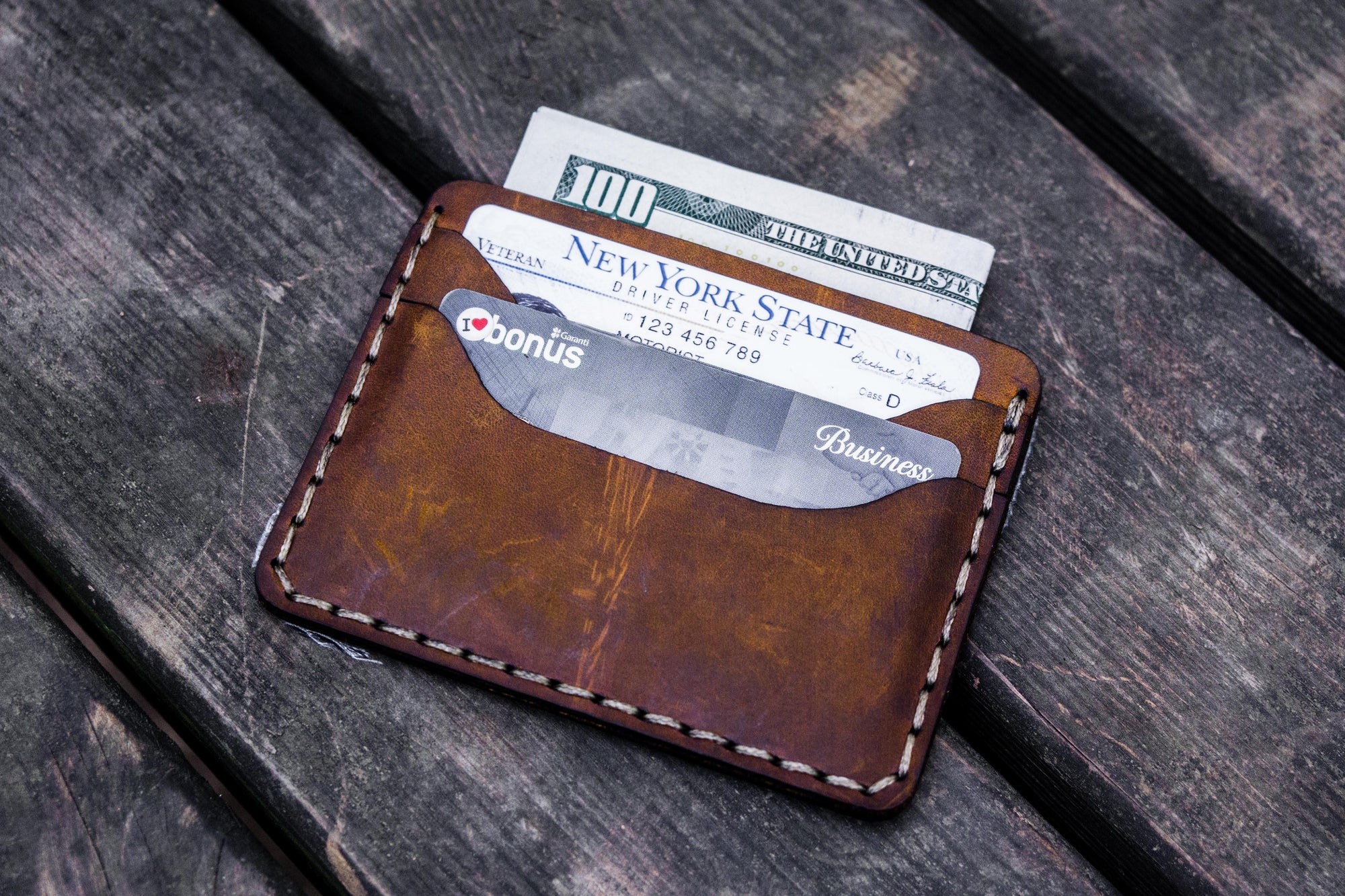Thin Black Leather Wallet for Men. Minimalist Cardholder for 
