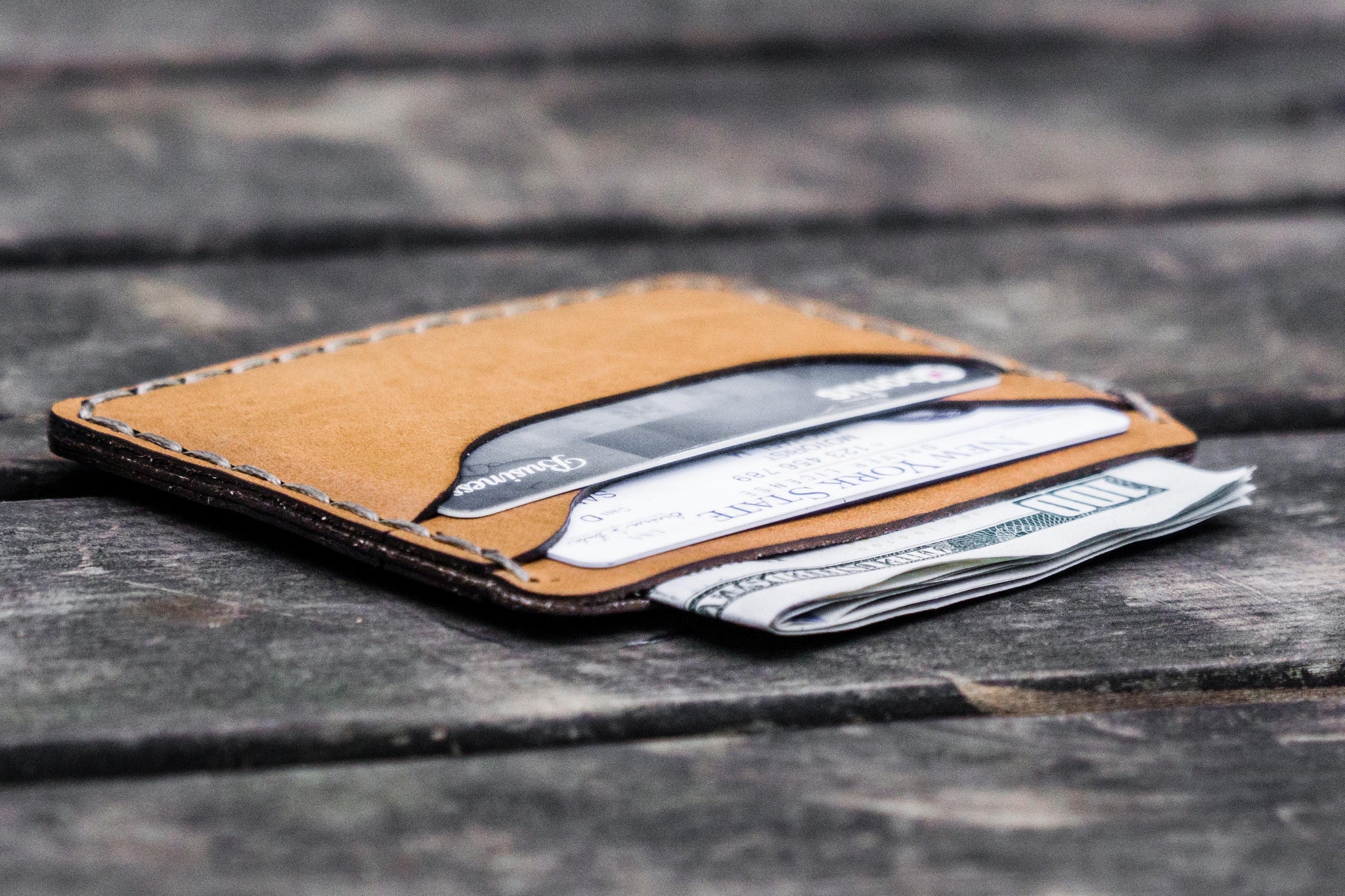 HoJ Co. Slim Card Wallet | Bifold Credit Card Wallet For Men | Full Grain  Leather | Minimalist Front Pocket Wallet | Mens Card Holder | Travel Wallet