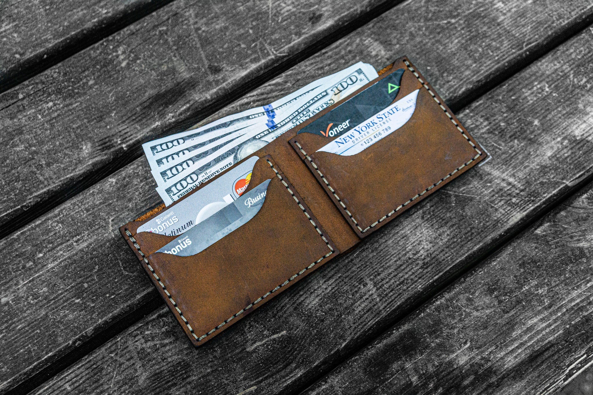 Front Pocket Wallet, Leather Handmade Brown Personalized