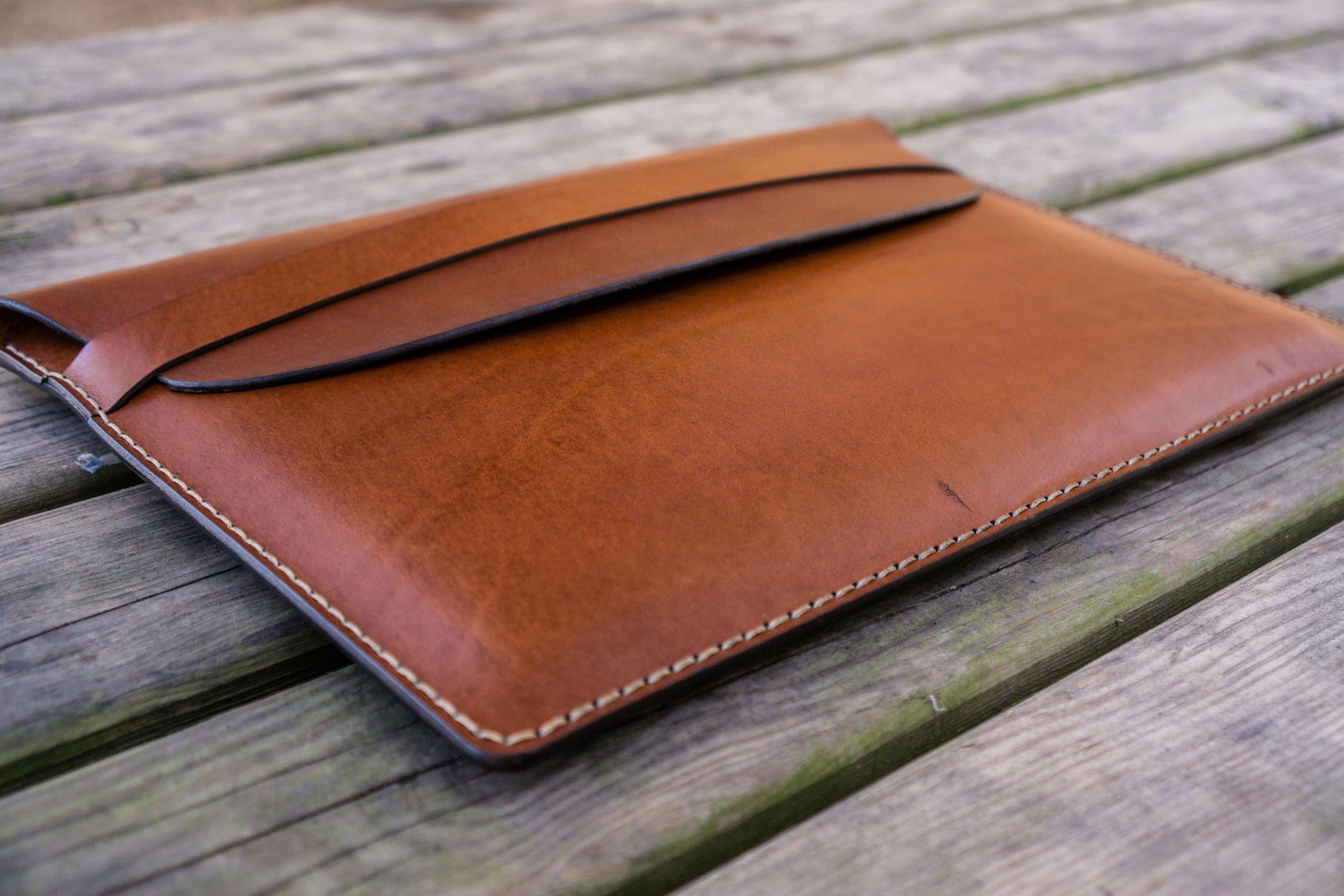 Personalized Leather 12/13/15 MacBook Sleeve - Brown