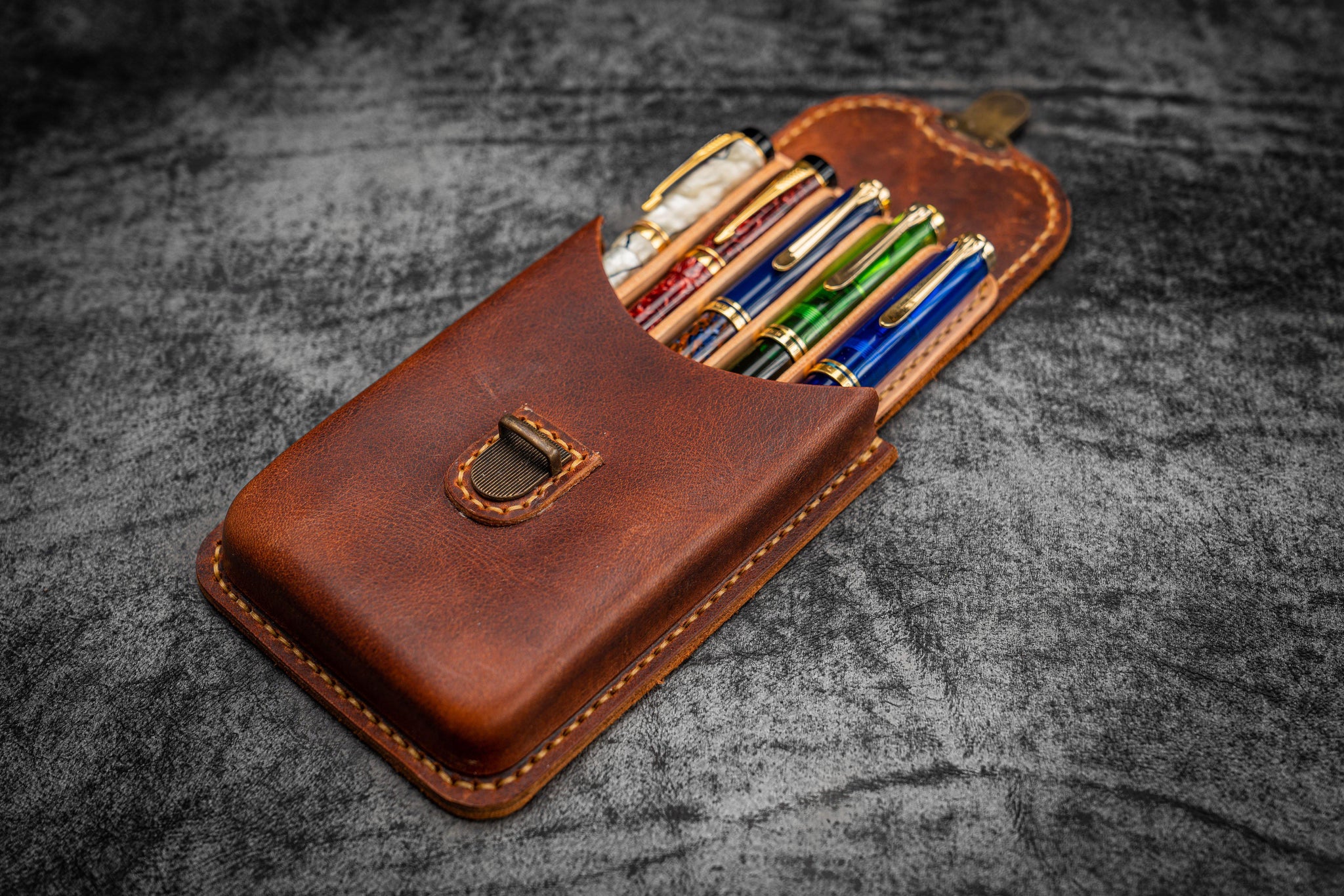 Leather Pencil Holder For Student, Genuine Pen Case, School Staff