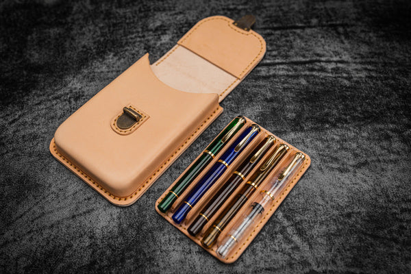 Leather Molded Pen Case for 5 Pens - Undyed Leather | Galen