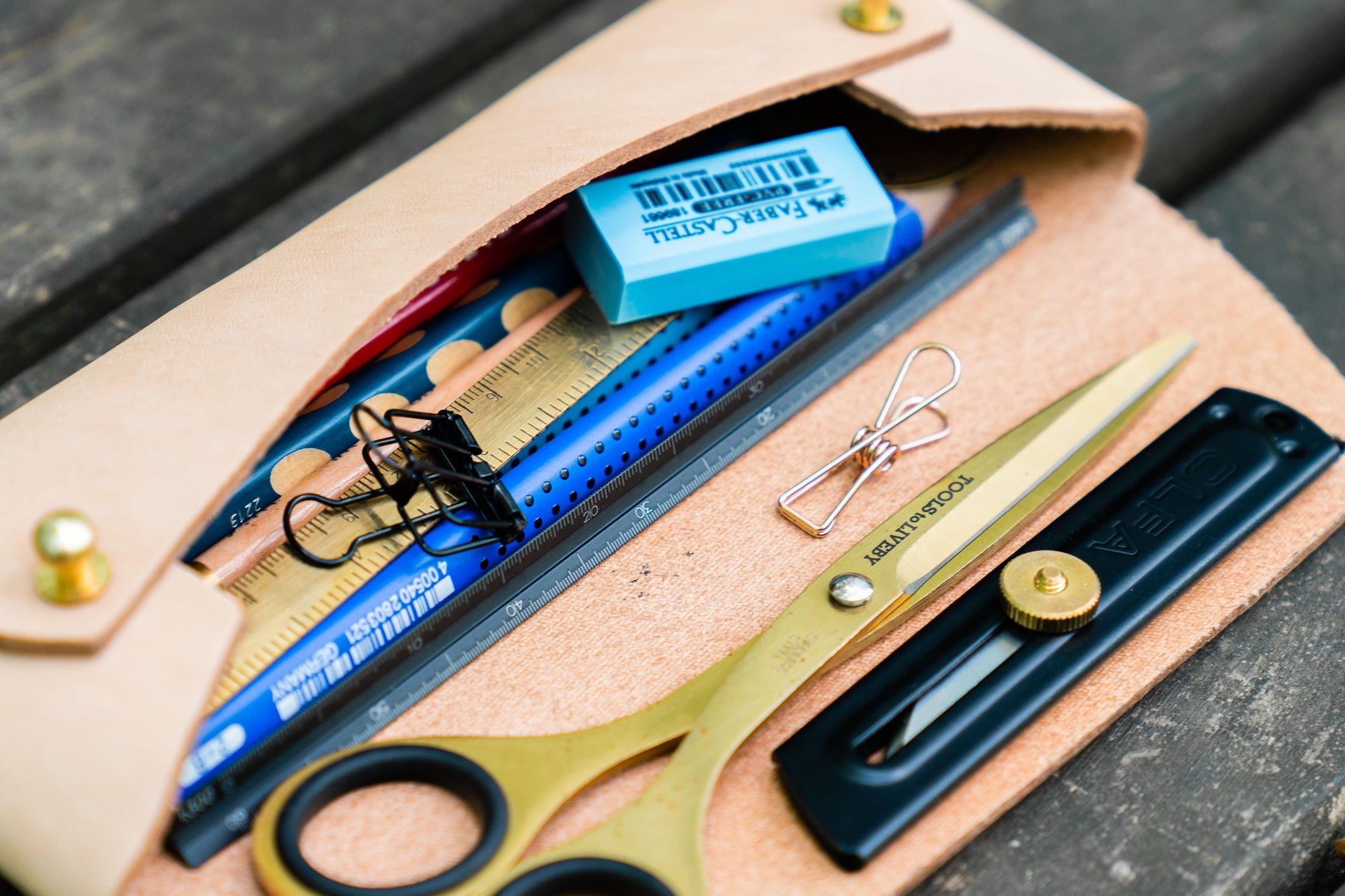 100% Handmade Student Leather Pencil Case - Galen Leather