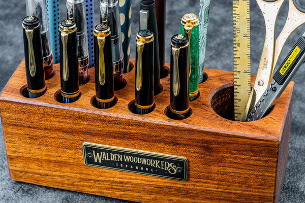 Wood Desk Organizer - Pen & Tool Holder - Walnut or Mahogany