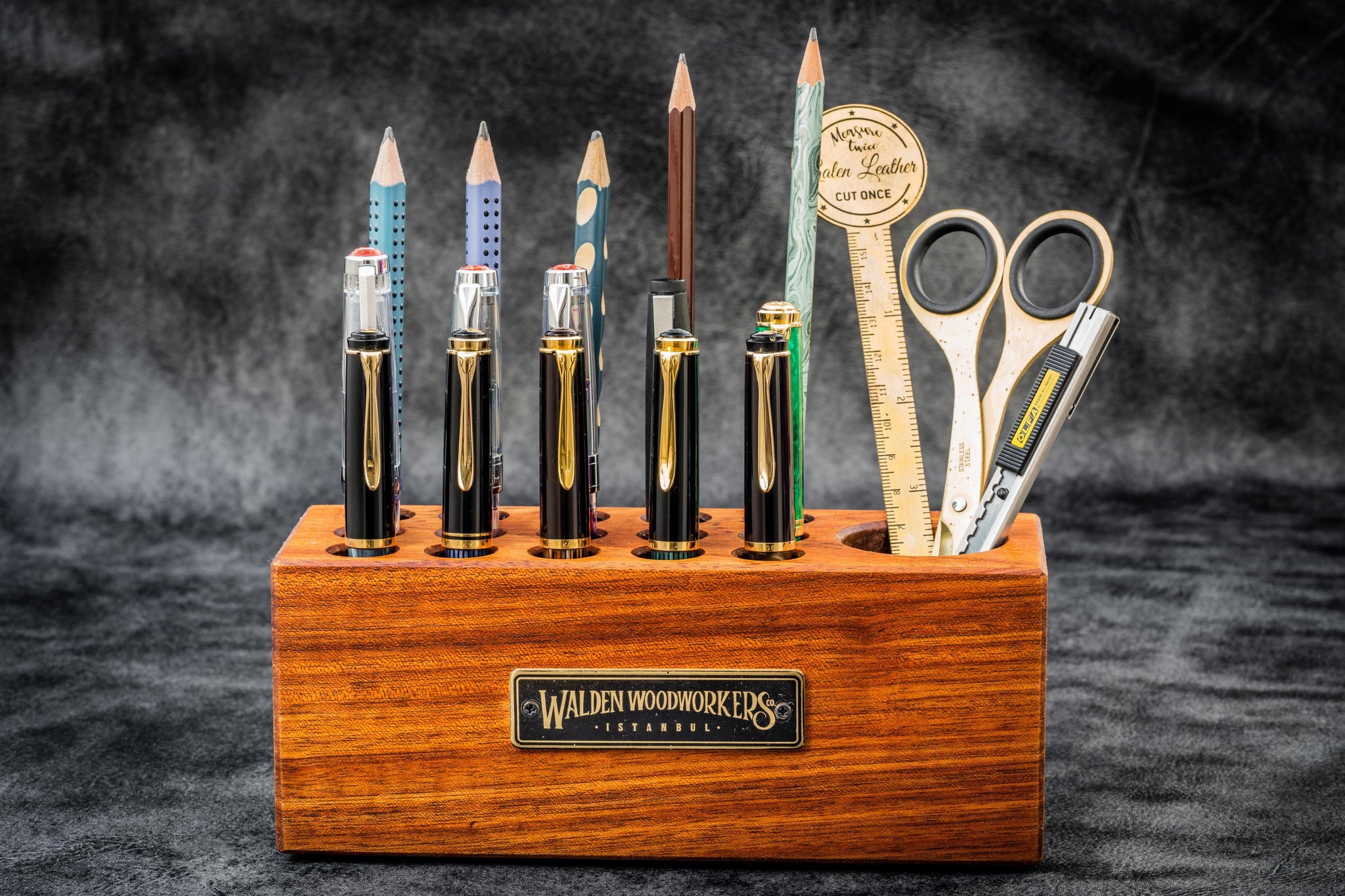 Small Wooden Desk Caddy, Wooden Pencil and Pen Holder, Wood Desk